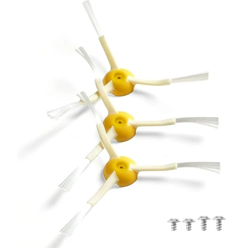 Kavalay Pack de 3 Cepillos Laterales + 4 Tornillos para Roomba 500/600/700/800/900